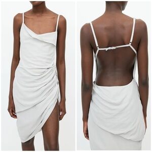 New Jacquemus Le Splash Gathered Backless Dress White Sz 32